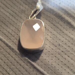 Elegant Sterling Silver and Pink Quart Pendant.